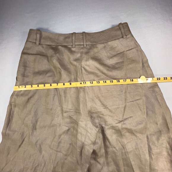 Lafayette 148 NYC - 100% Linen Cropped Palazzo Pants Khaki Tan Sz 10 MSRP $1298 - Picture 11 of 12